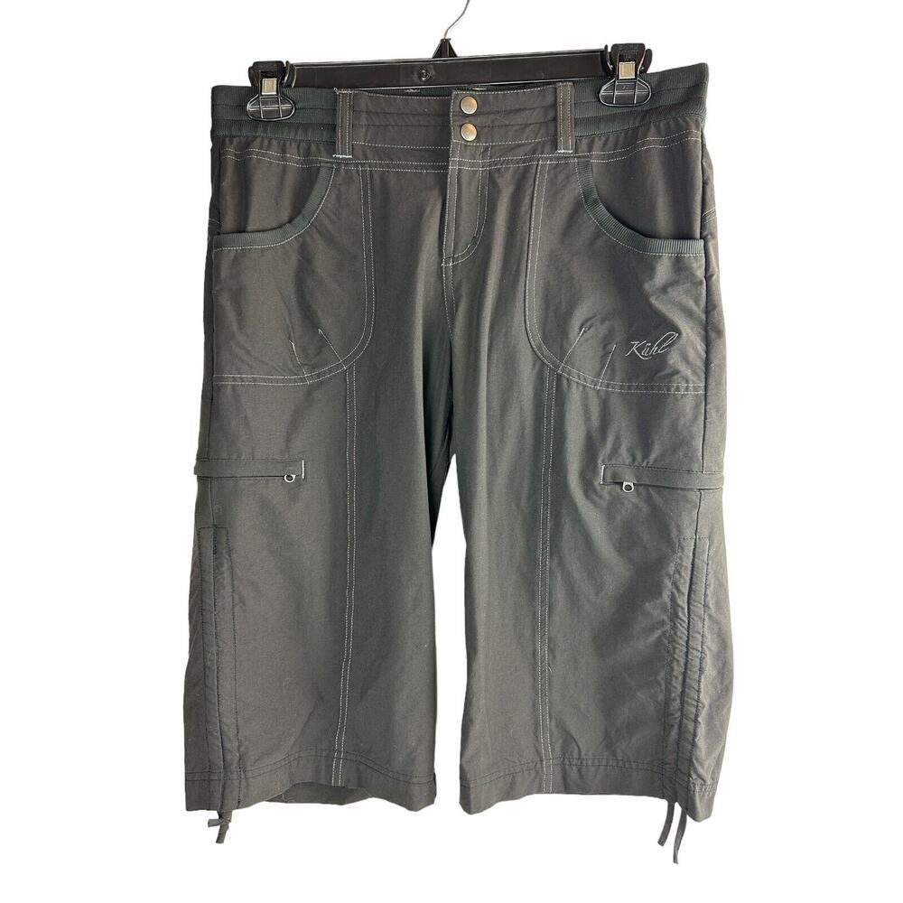 Kuhl Durango Knicker Pants Capri Crop Gray Draw Cord Hiking Bermuda Size 10 - Picture 2 of 8
